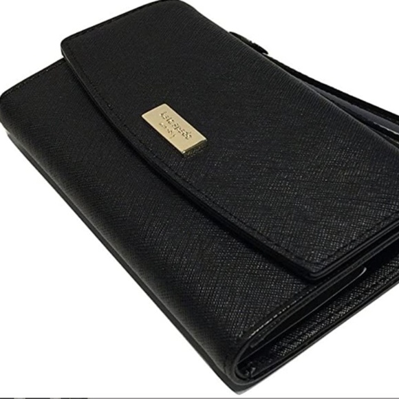 NEW Kate Spade Laurel Way Saffiano Leather Wristlet Wallet WLRU2666 BLACK NWT - Picture 3 of 5